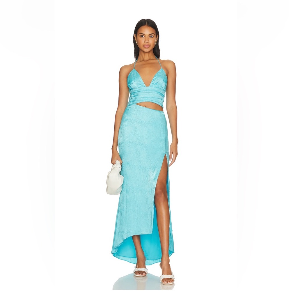 Camila Coelho Turquoise Midi Dress with Side Slit